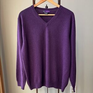 Saks Cashmere V Neck Sweater Pullover Fifth Avenue Classic Traditional REPAIR